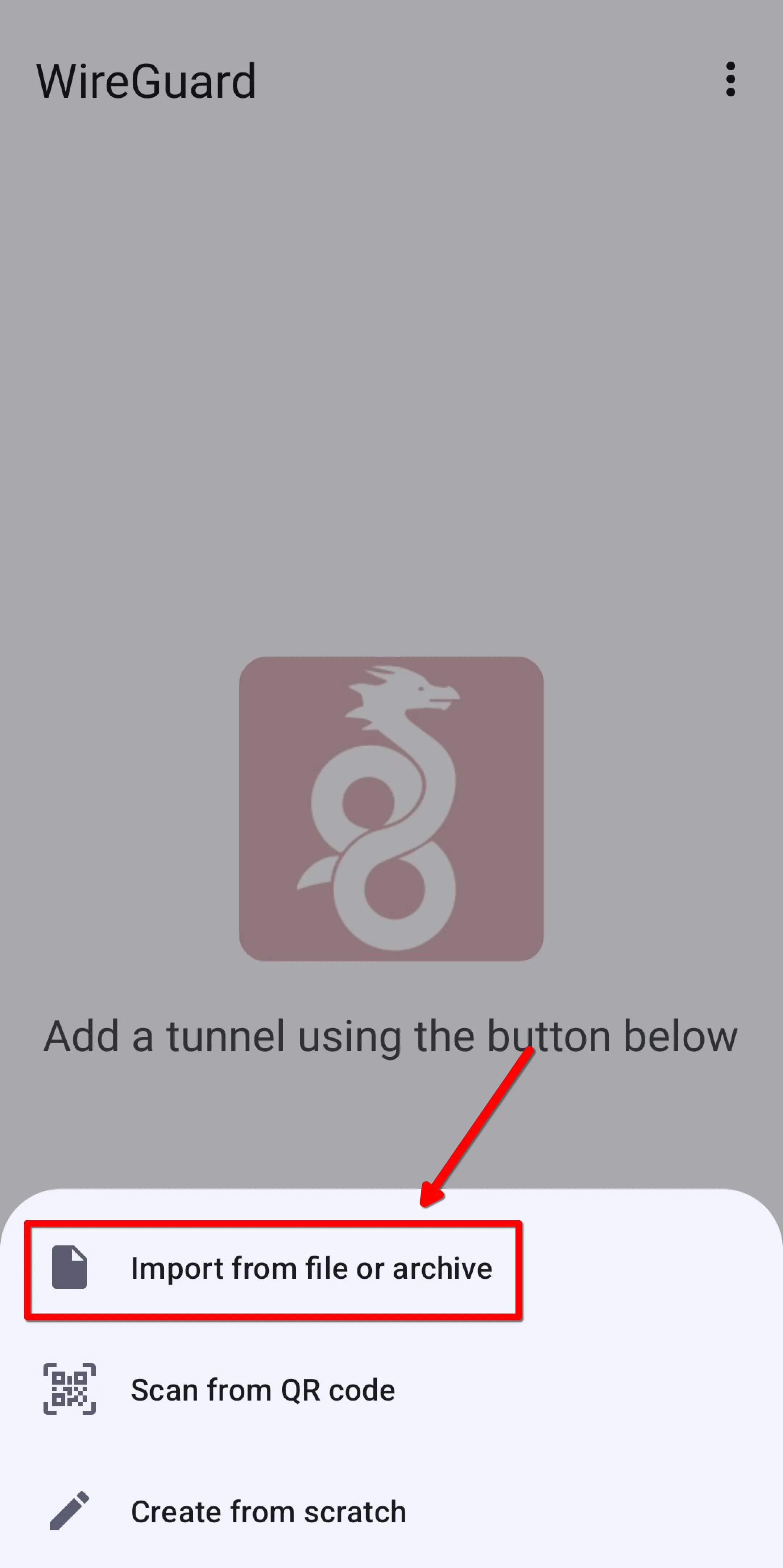 Menu on Android