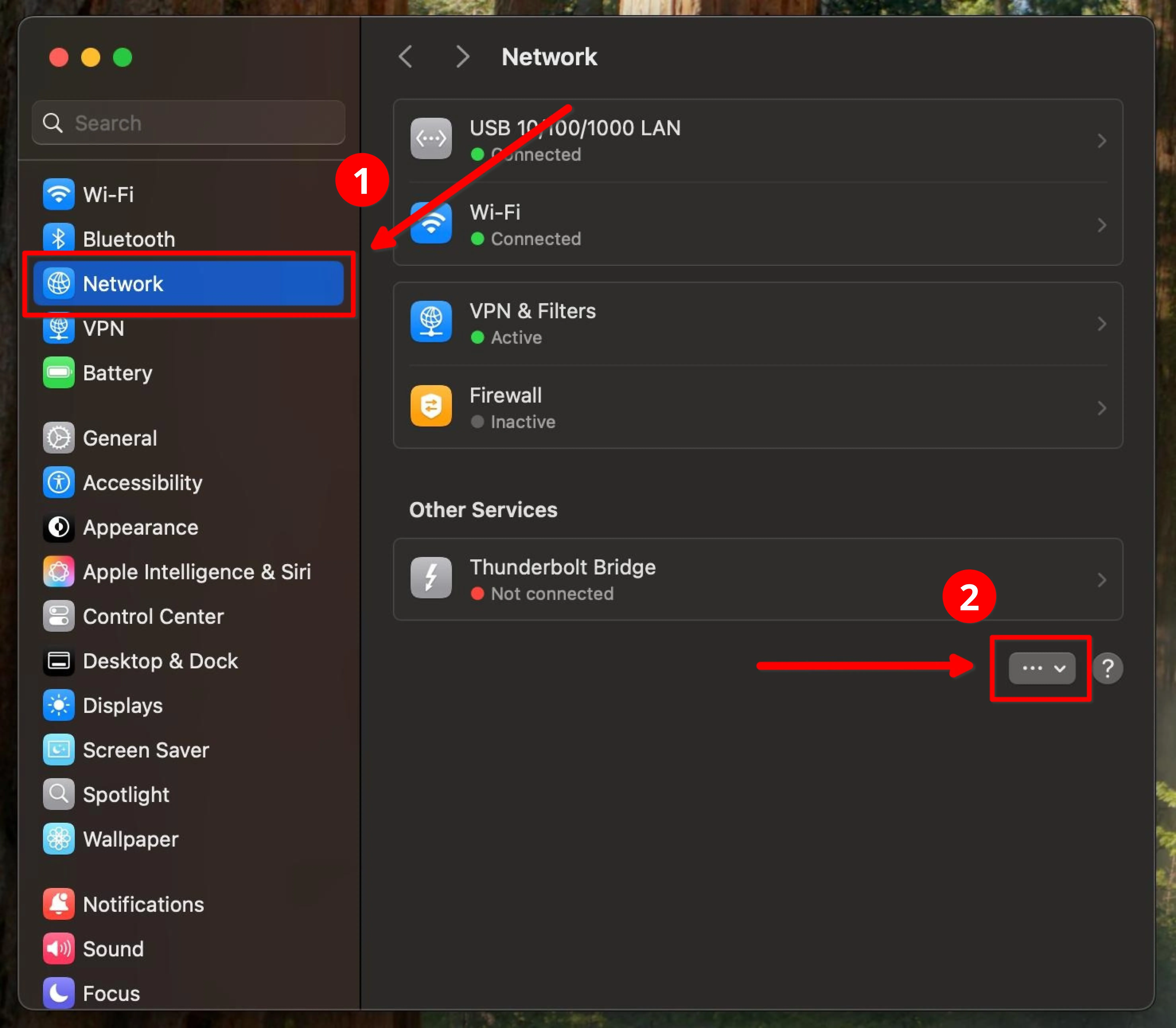 macOS network page